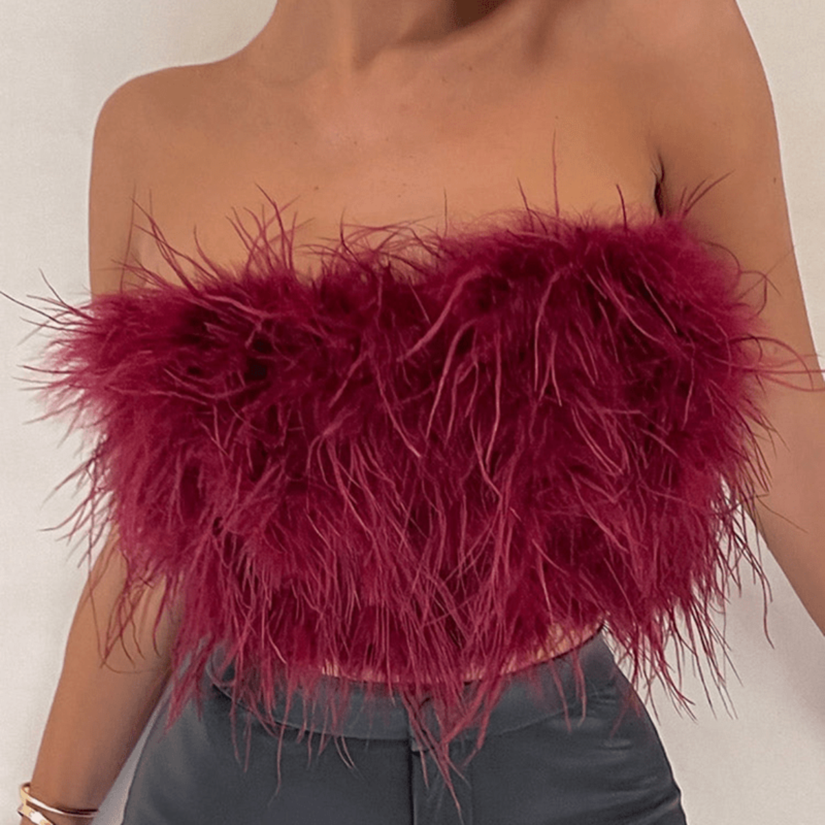 Top Bustier à Plumes pour Femme