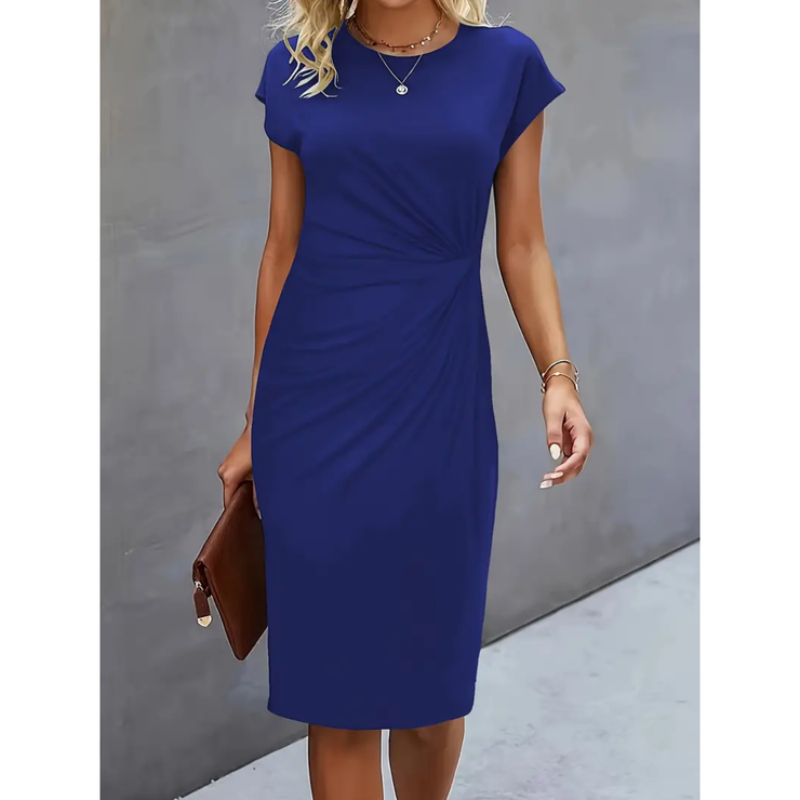 Robe Midi Femme Élégante à Manches Courtes