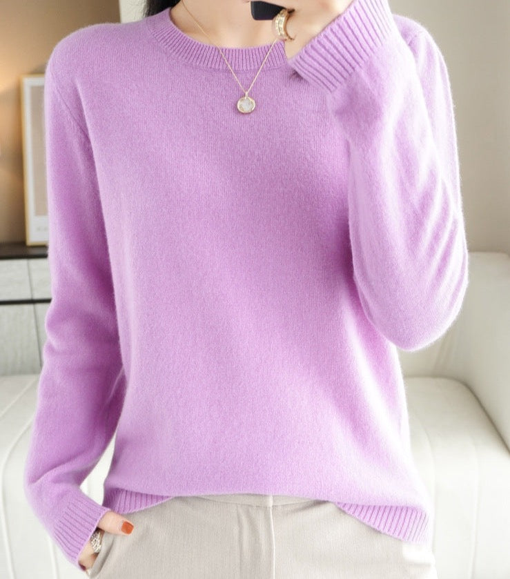 Casual Long-Sleeve Crew-Neck Pullover for Women