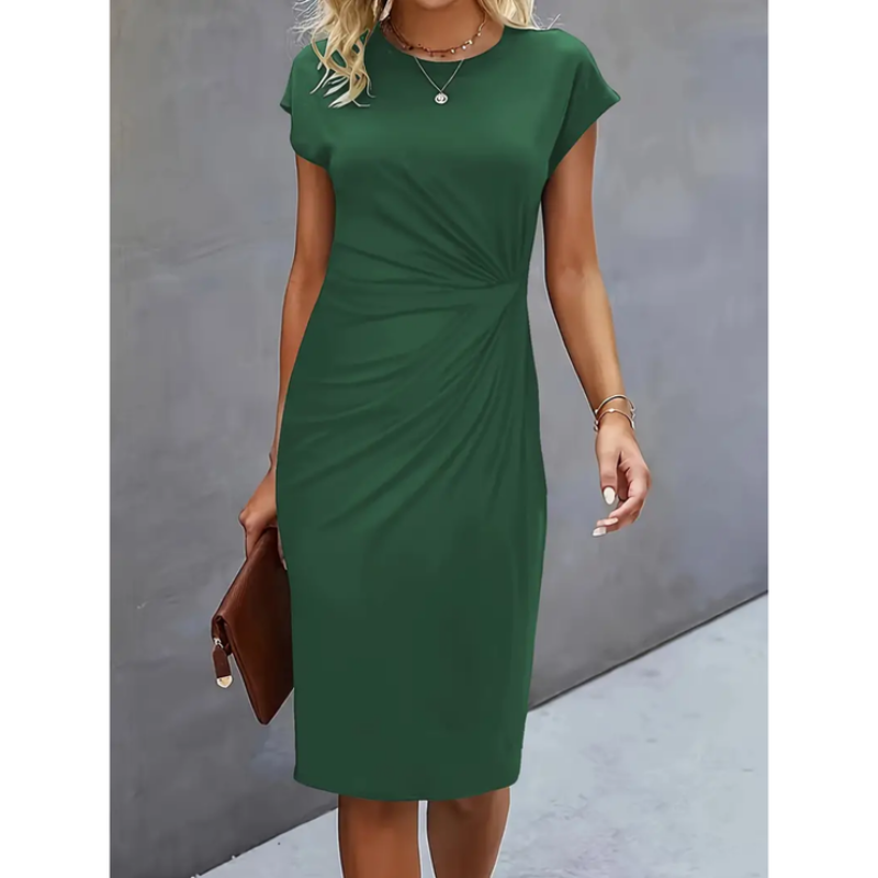 Robe Midi Femme Élégante à Manches Courtes