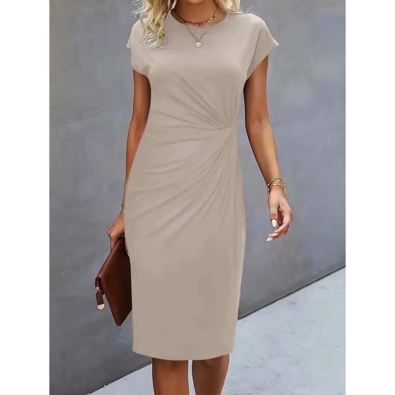 Robe Midi Femme Élégante à Manches Courtes