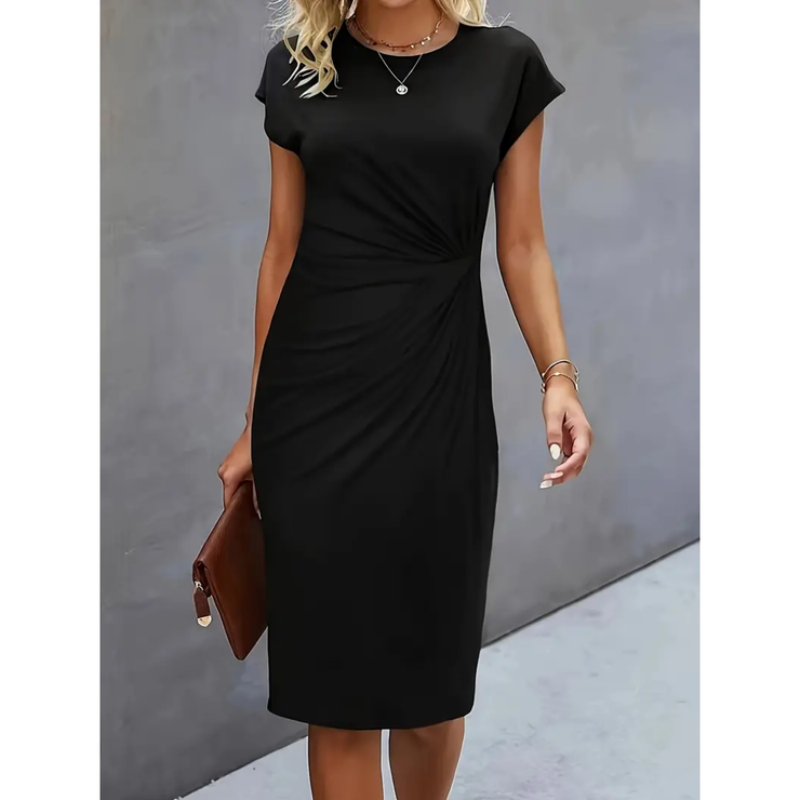Robe Midi Femme Élégante à Manches Courtes