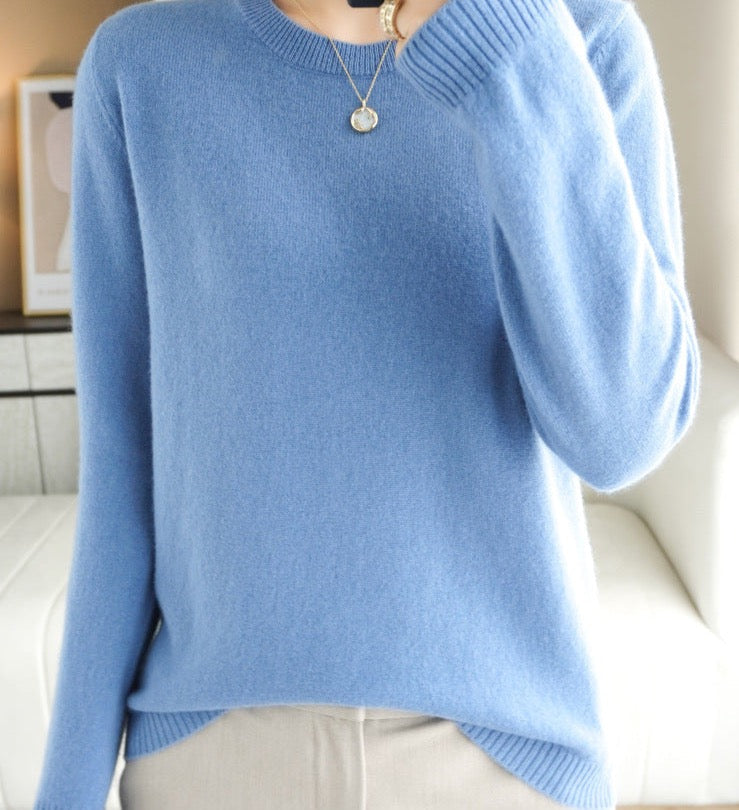 Casual Long-Sleeve Crew-Neck Pullover for Women