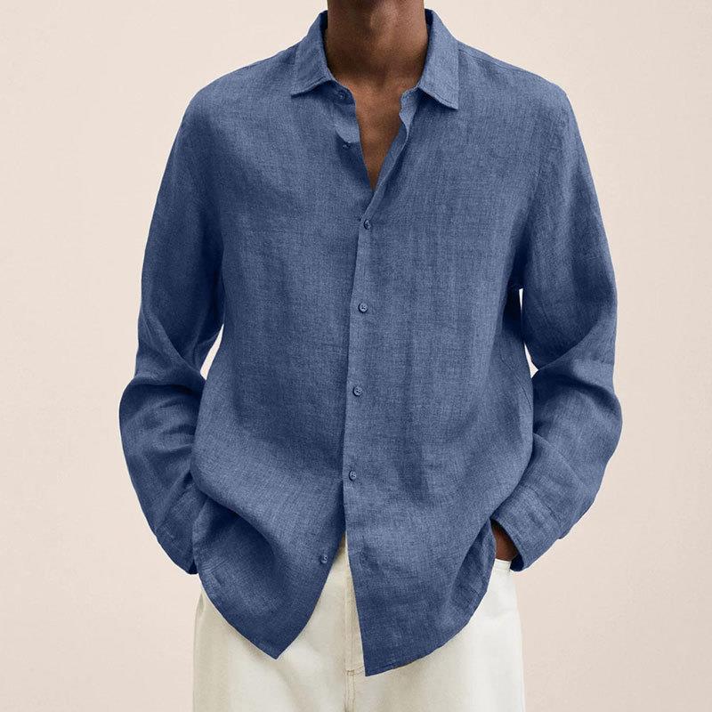 Casual Long-Sleeve Linen Shirt for Men
