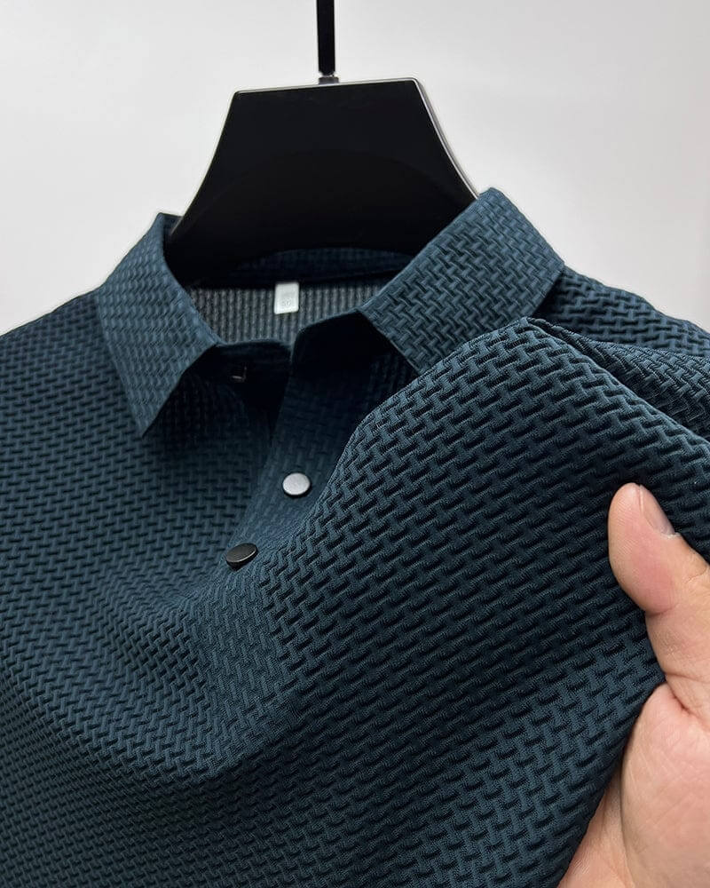 Men's Textured Elegant Short Sleeve Polo