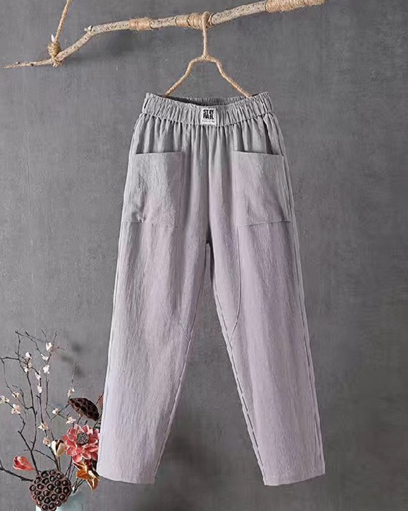 Pantalon Décontracté Taille Haute à Jambes Droites Pour Femme