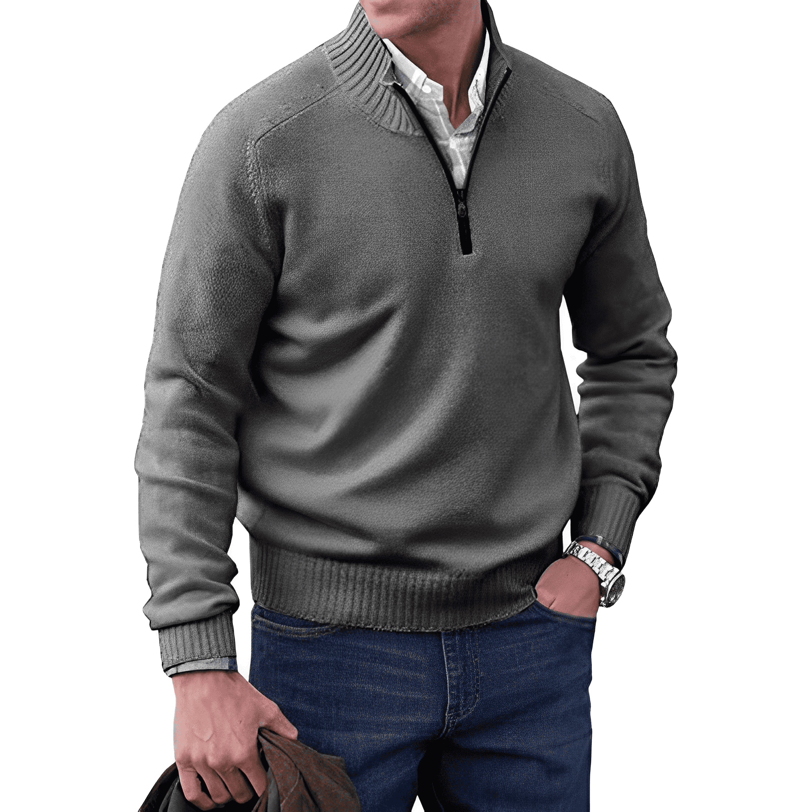 Men’s Quarter-Zip Sweater with a Classic Fit
