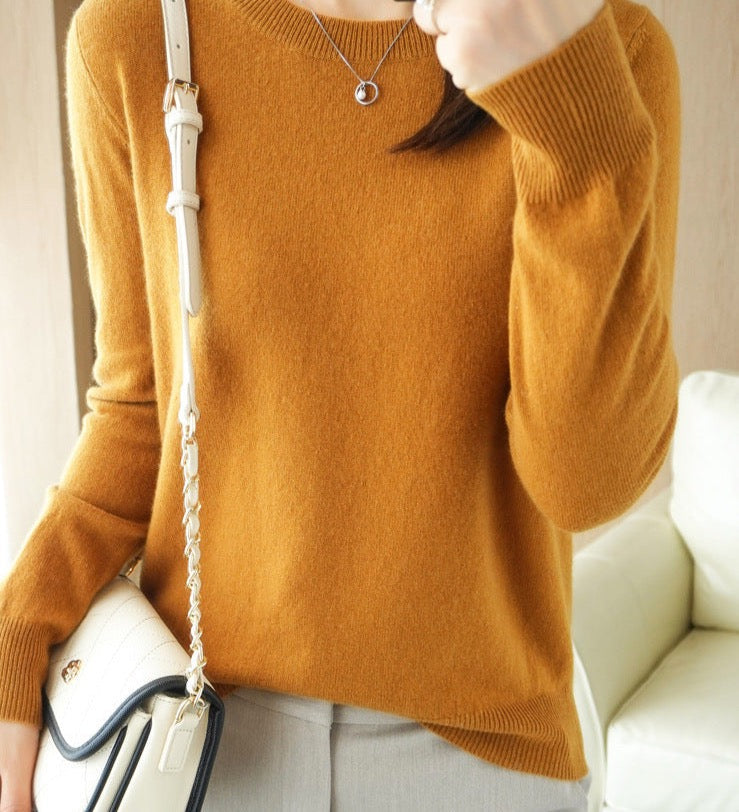 Casual Long-Sleeve Crew-Neck Pullover for Women