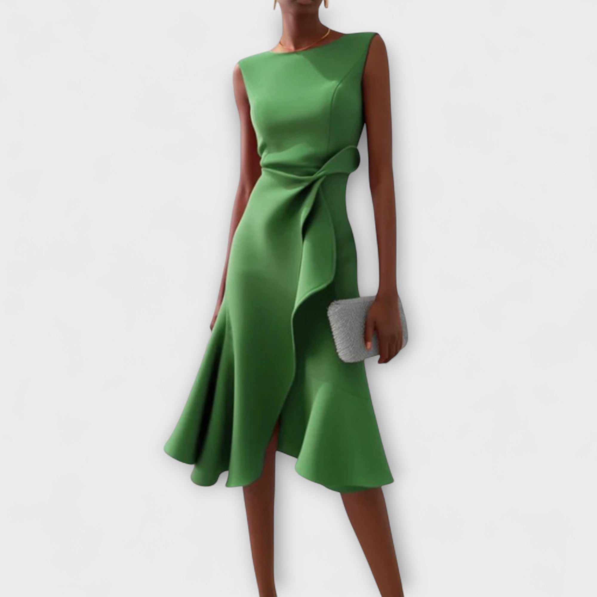 Robe Midi Portefeuille Sans Manches Asymétrique