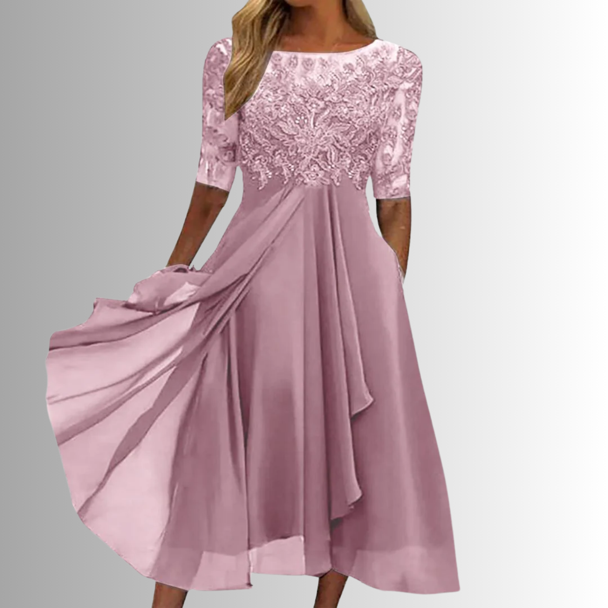 Robe Midi Dentelle Silhouette Fluide A-Line
