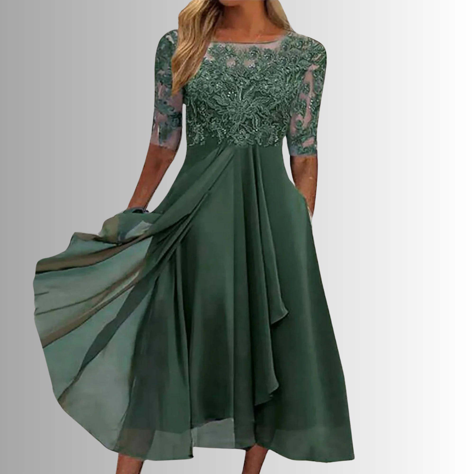 Robe Midi Dentelle Silhouette Fluide A-Line