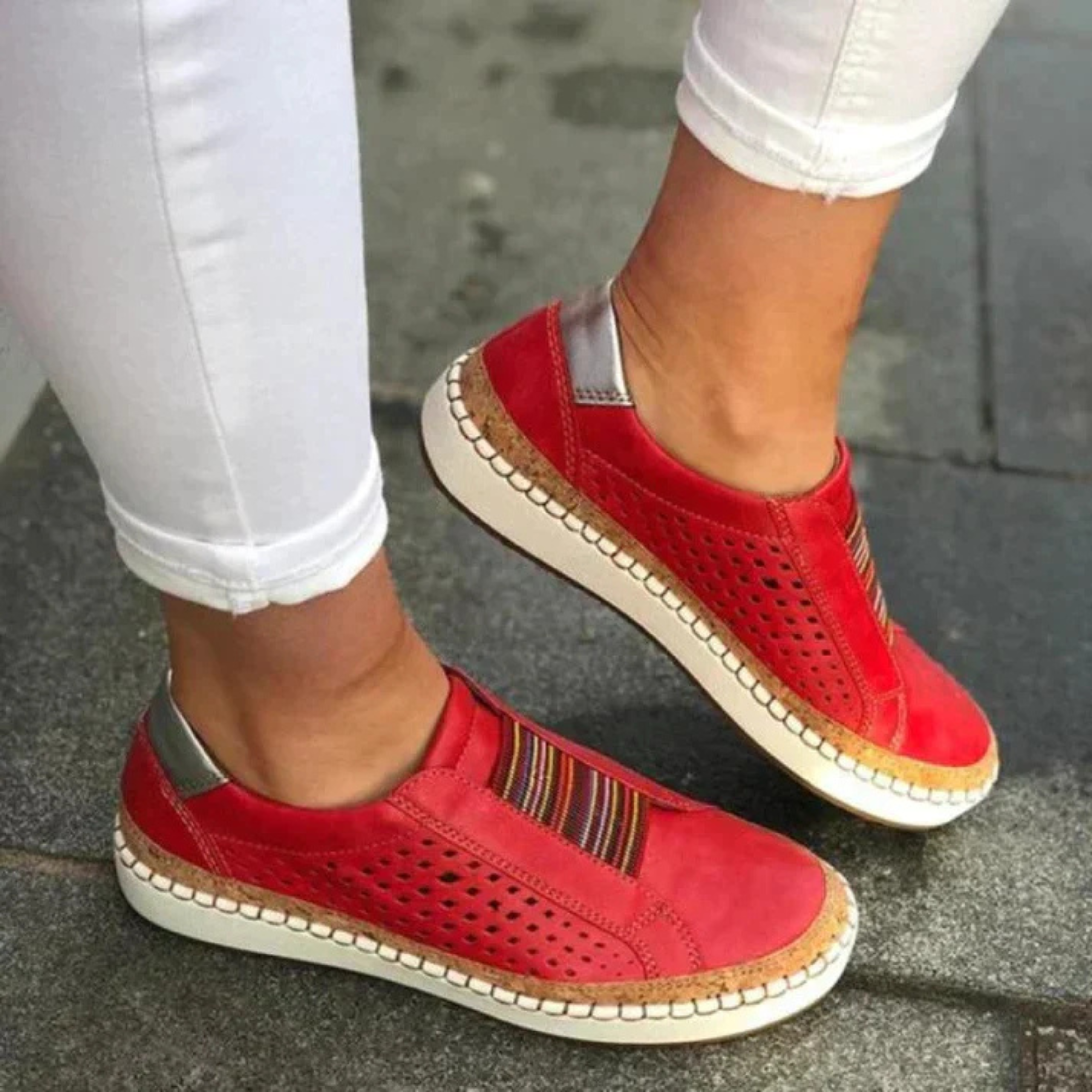 Perforated Slip-On Shoes for Women