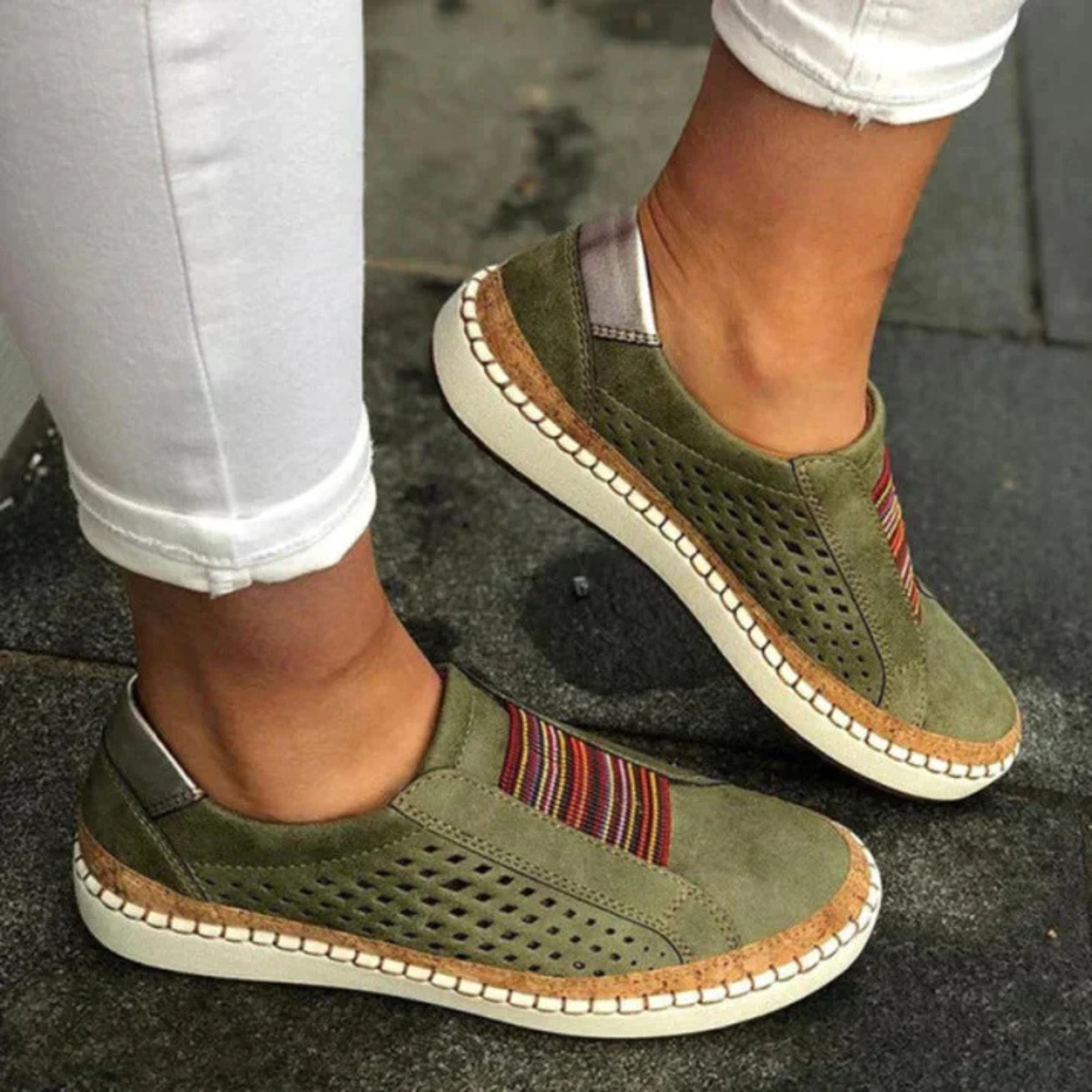 Perforated Slip-On Shoes for Women