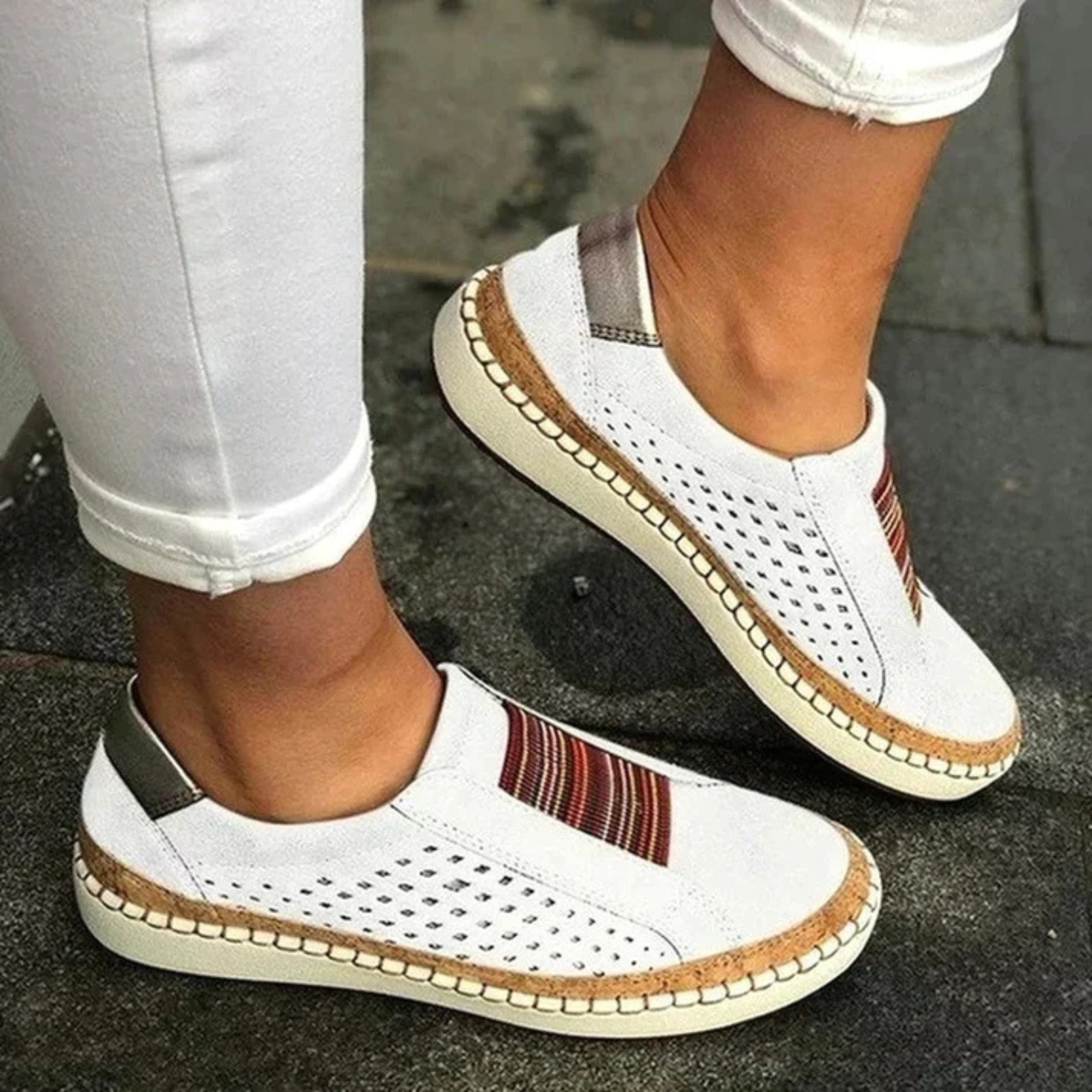 Perforated Slip-On Shoes for Women