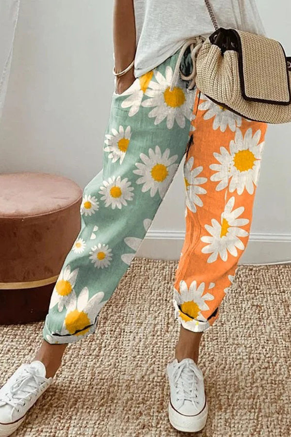 Pantalon Palazzo Décontracté à Motifs Pour Femme