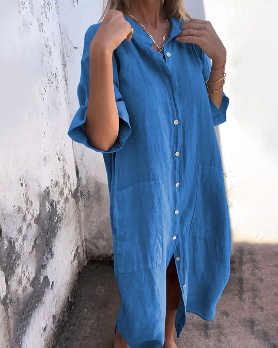 Robe Chemise Femme Coupe Ample Style Décontracté