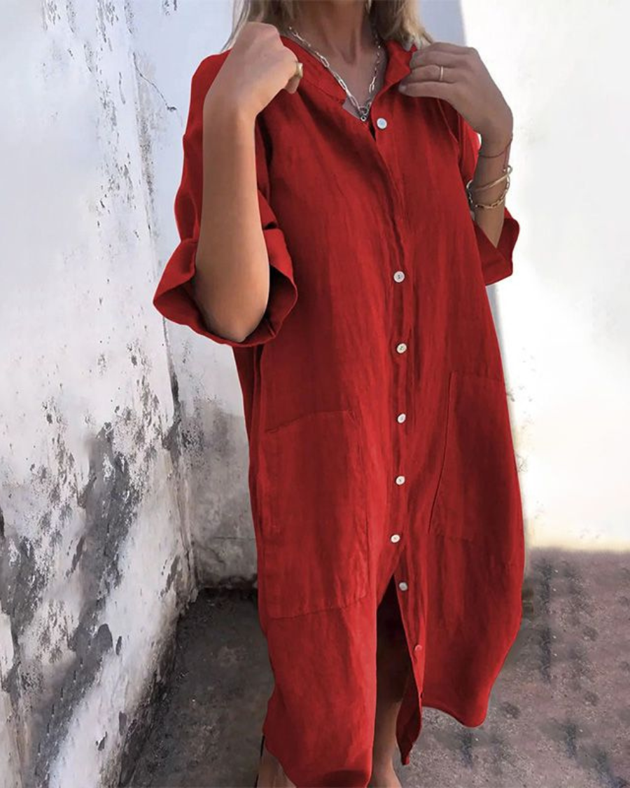 Robe Chemise Femme Coupe Ample Style Décontracté