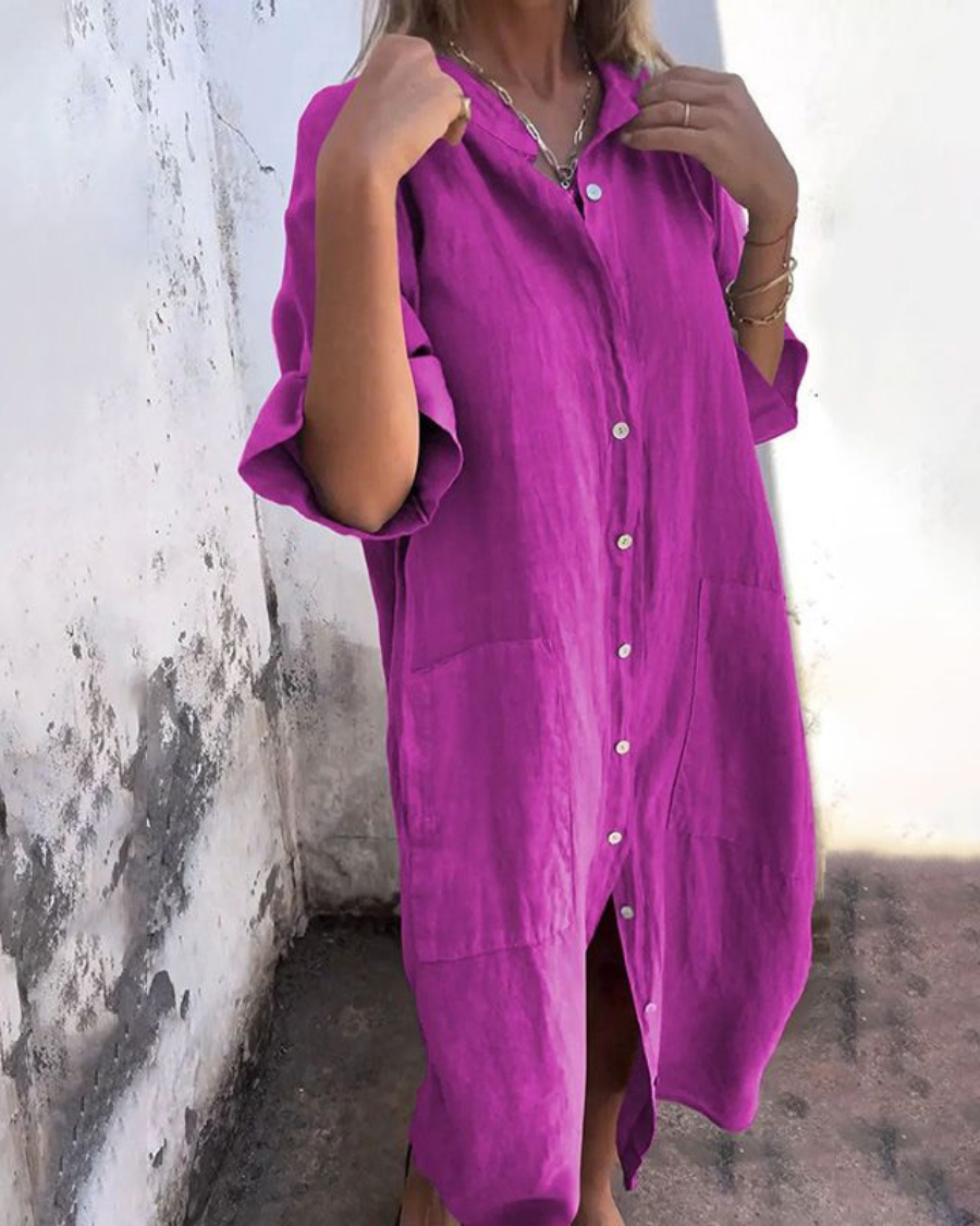 Robe Chemise Femme Coupe Ample Style Décontracté