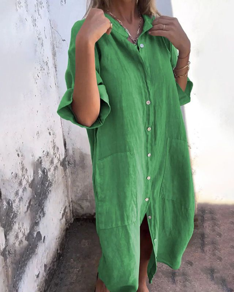 Robe Chemise Femme Coupe Ample Style Décontracté