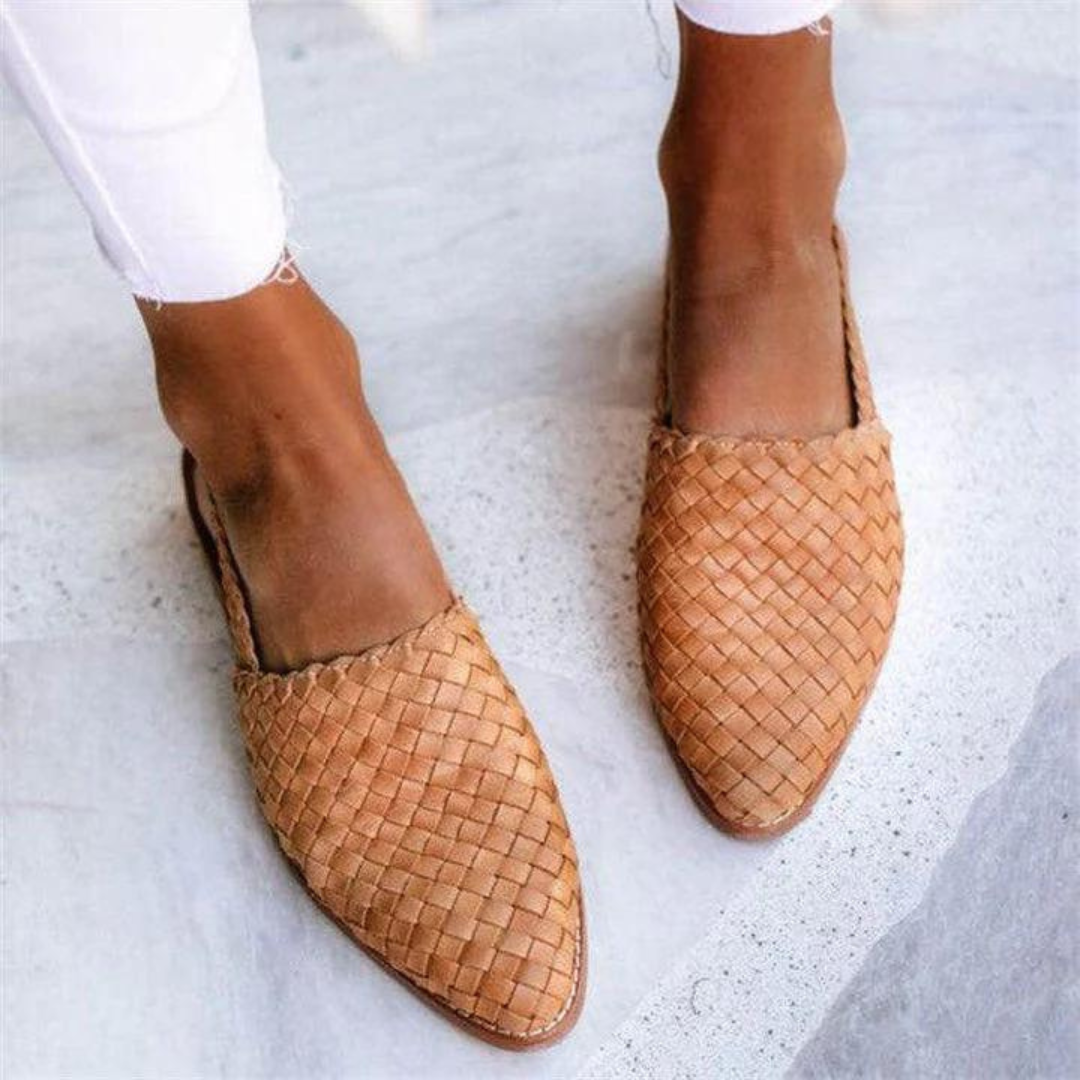 Mocassins Ouverts Tressés Femme Style Décontracté