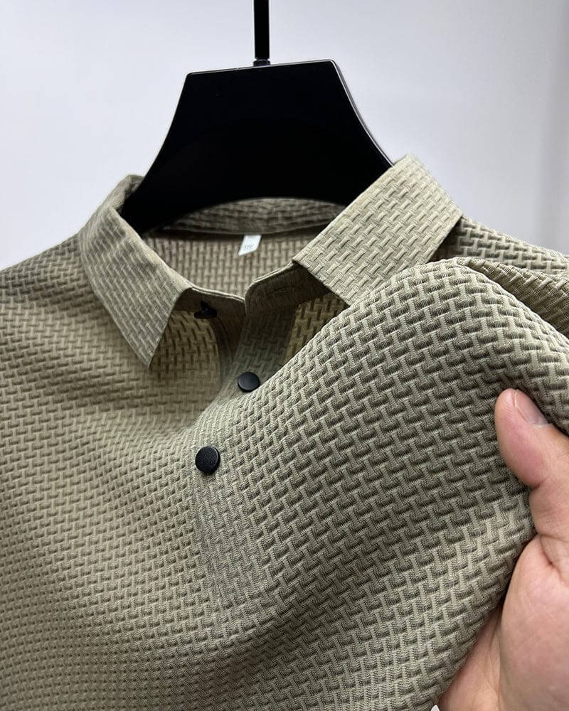 Men's Textured Elegant Short Sleeve Polo