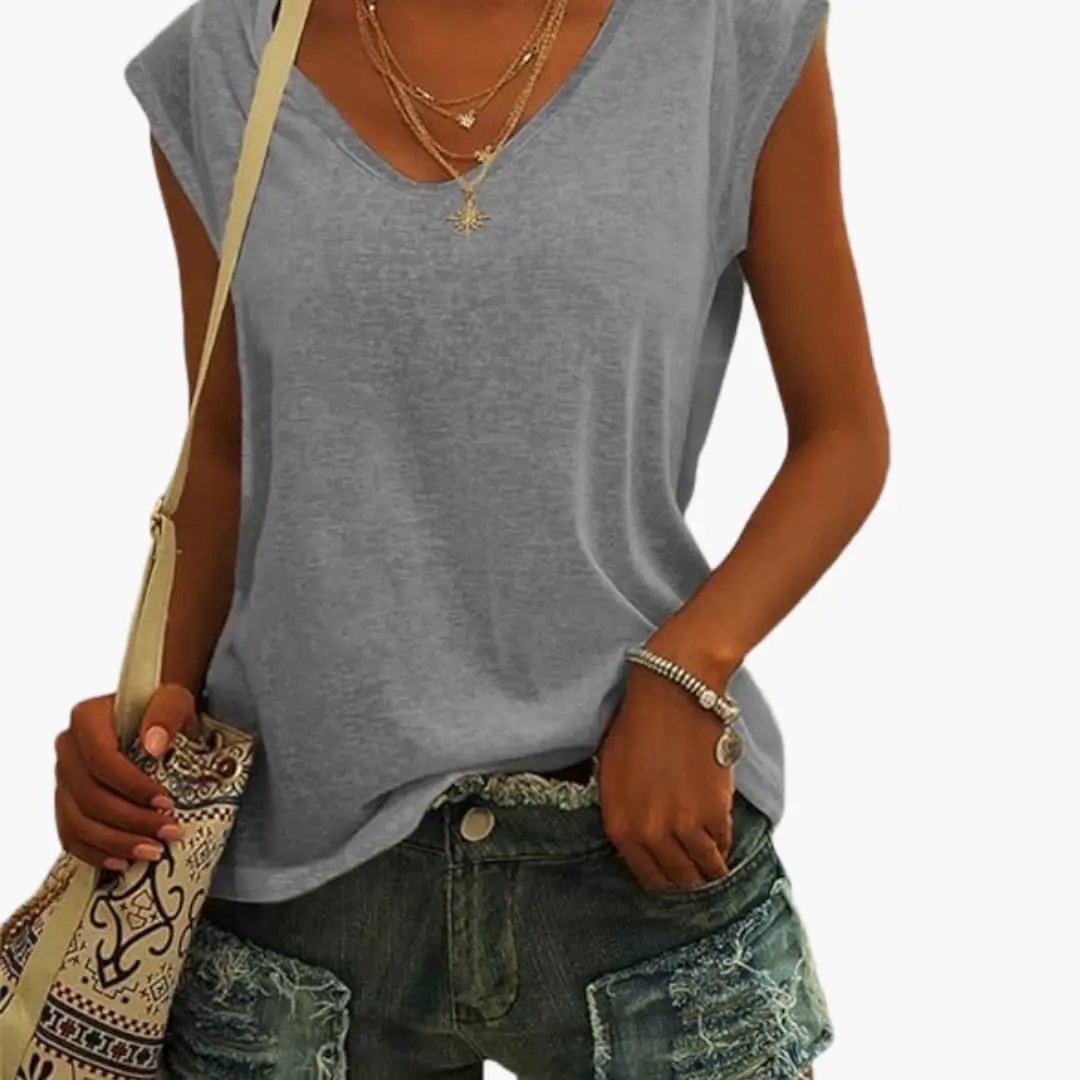 T-shirt Décontracté Sans Manches à Col V pour Femme