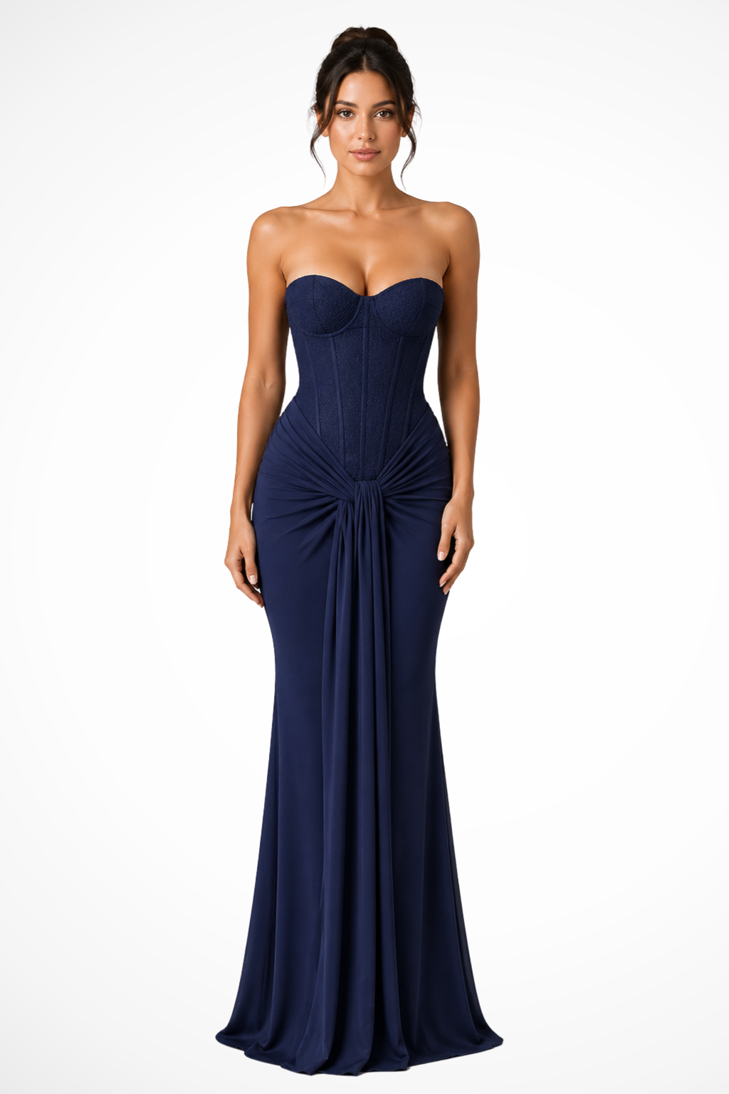 Vestido maxi de encaje con corsé para mujer