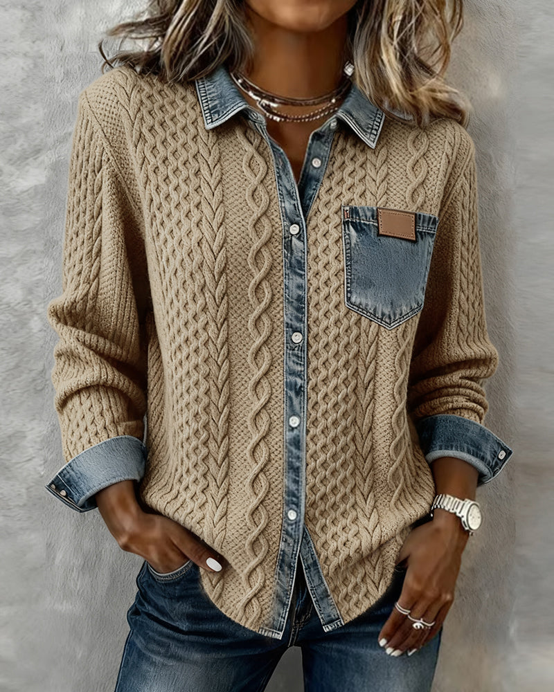 Chemise Pull Femme Torsadée en Denim