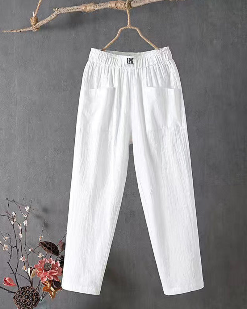 Pantalon Décontracté Taille Haute à Jambes Droites Pour Femme
