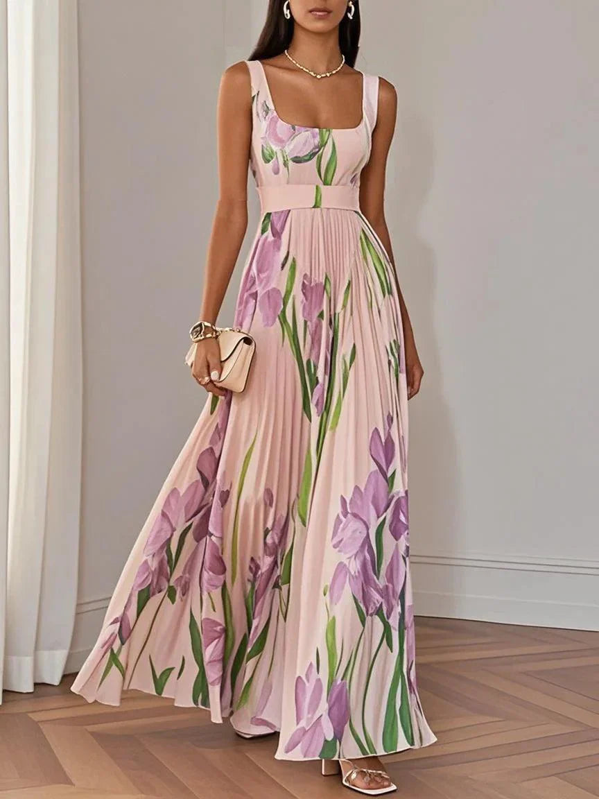 Robe Longue Fluide à Imprimé Floral