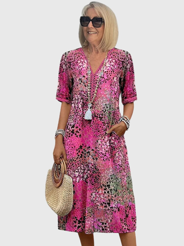 Bella | Robe midi élégante à fleurs