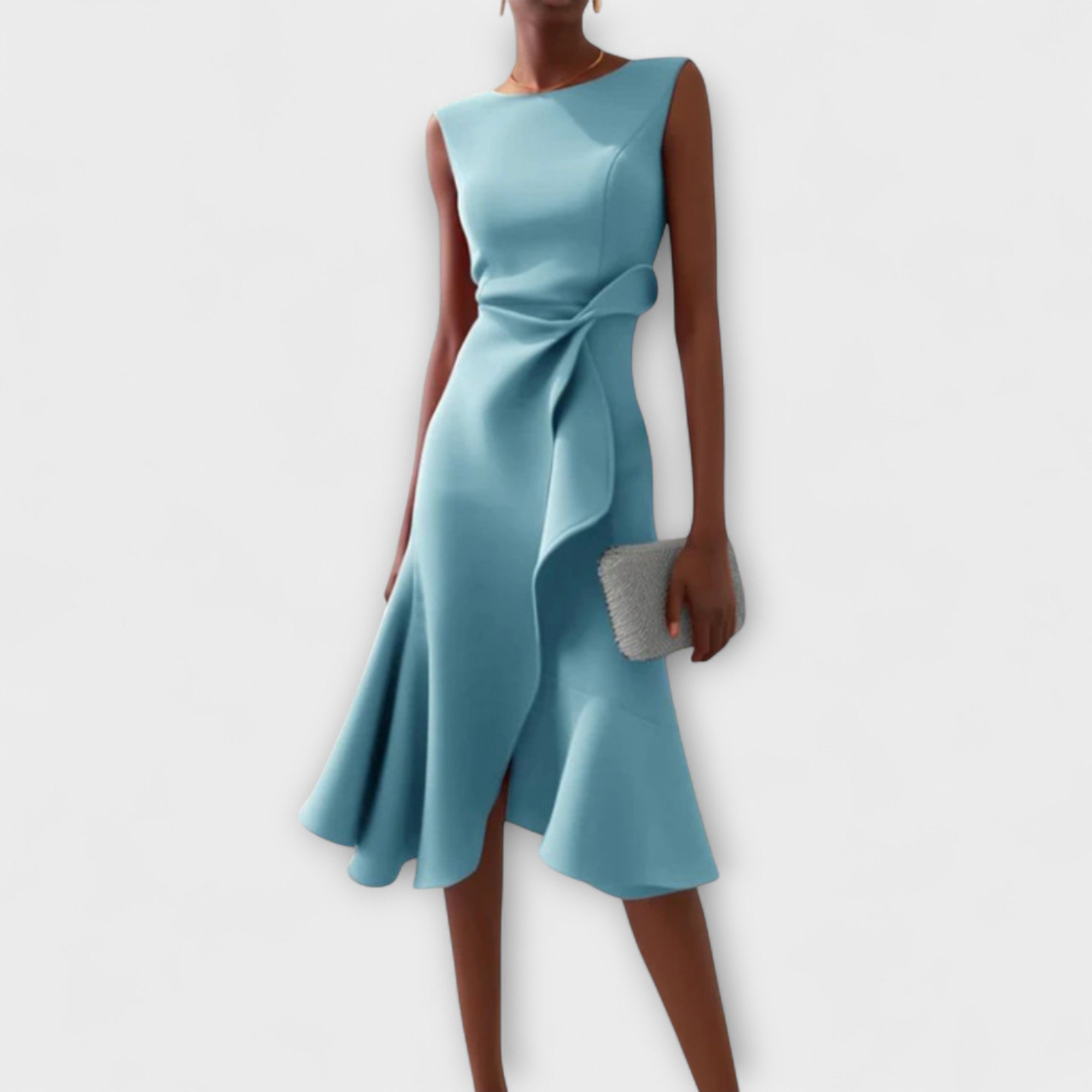 Robe Midi Portefeuille Sans Manches Asymétrique
