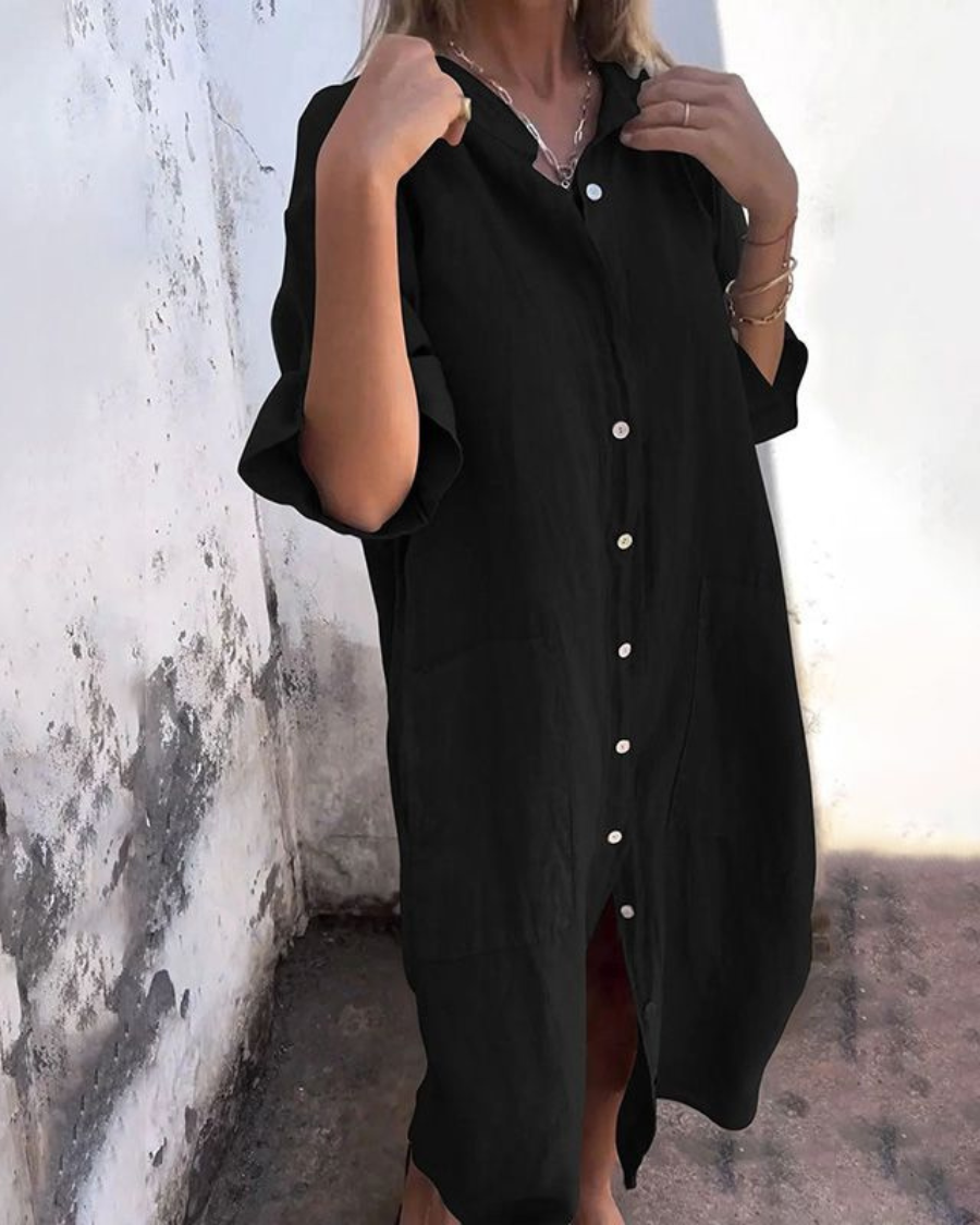 Robe Chemise Femme Coupe Ample Style Décontracté