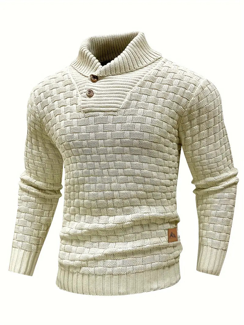 Pull à Col Roulé Texturé Pour Homme Style Classique