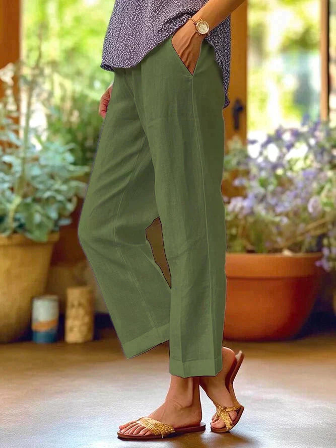 Pantalon Femme Léger pour l'Été avec Coupe Fluide et Silhouette Élégante