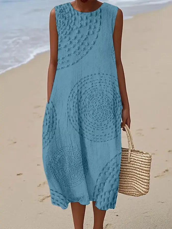 Sleeveless embroidered midi dress for women