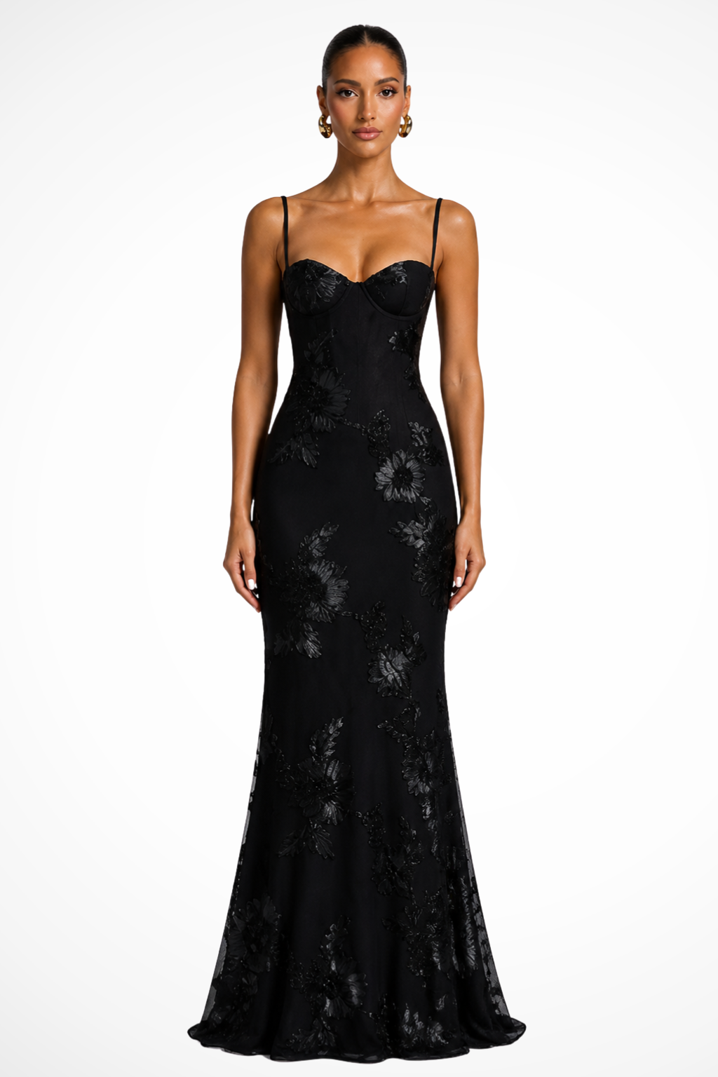 Vestido maxi corsé bordado para mujer