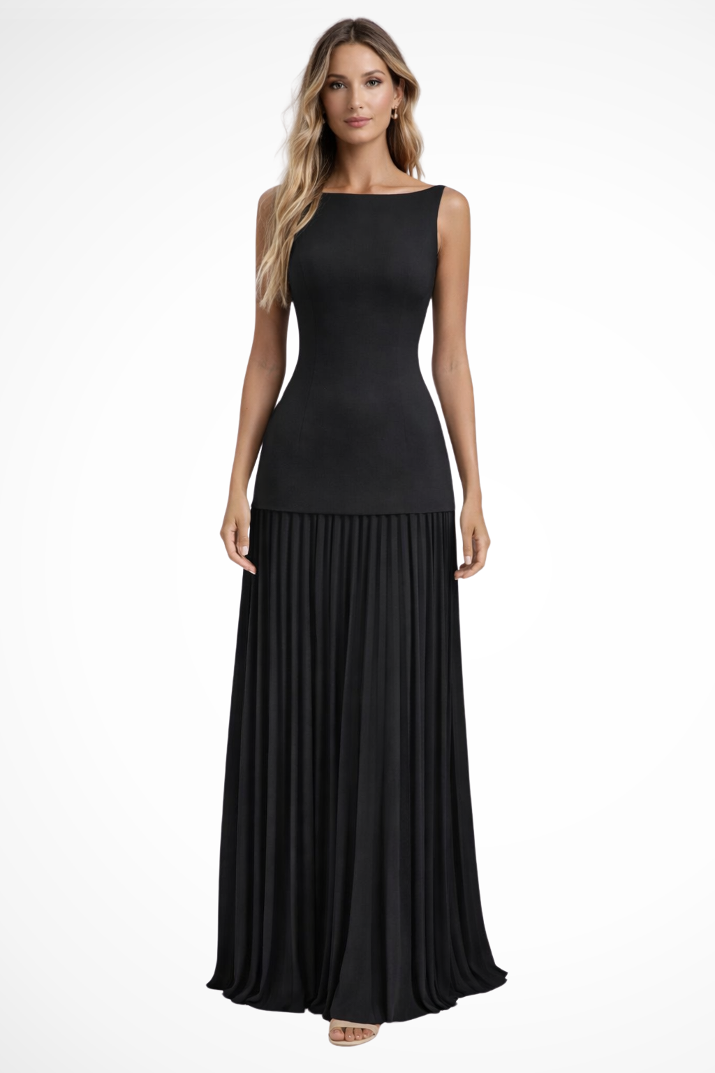 Robe longue plissée élégante pour femme