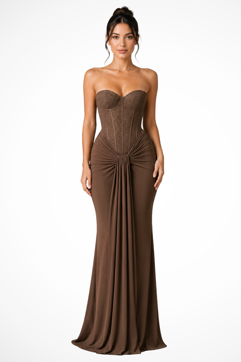 Robe Longue Moulante Bustier Style Corset pour Femme