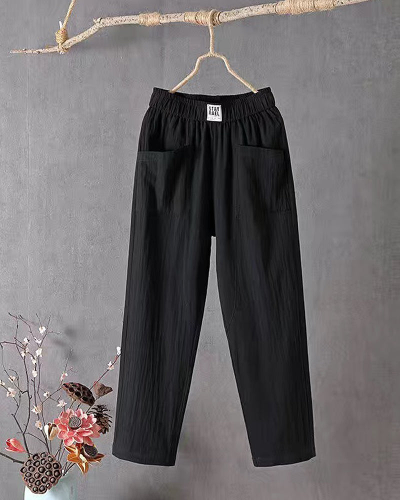 Pantalon Décontracté Taille Haute à Jambes Droites Pour Femme