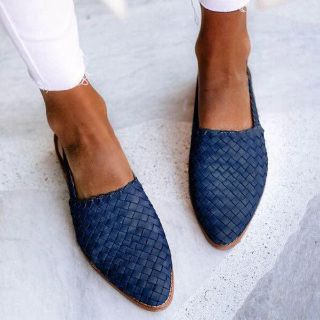 Mocassins Ouverts Tressés Femme Style Décontracté