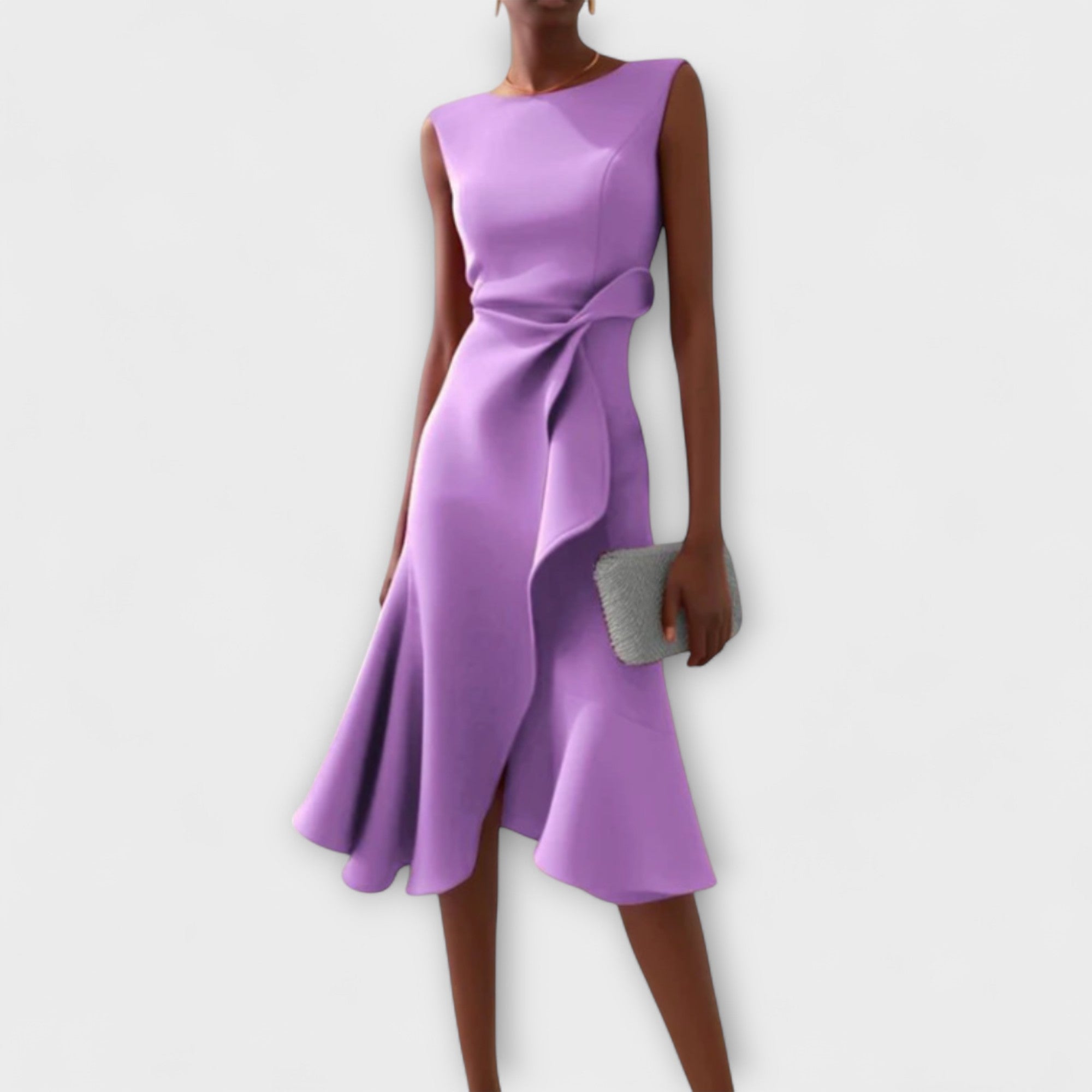 Robe Midi Portefeuille Sans Manches Asymétrique