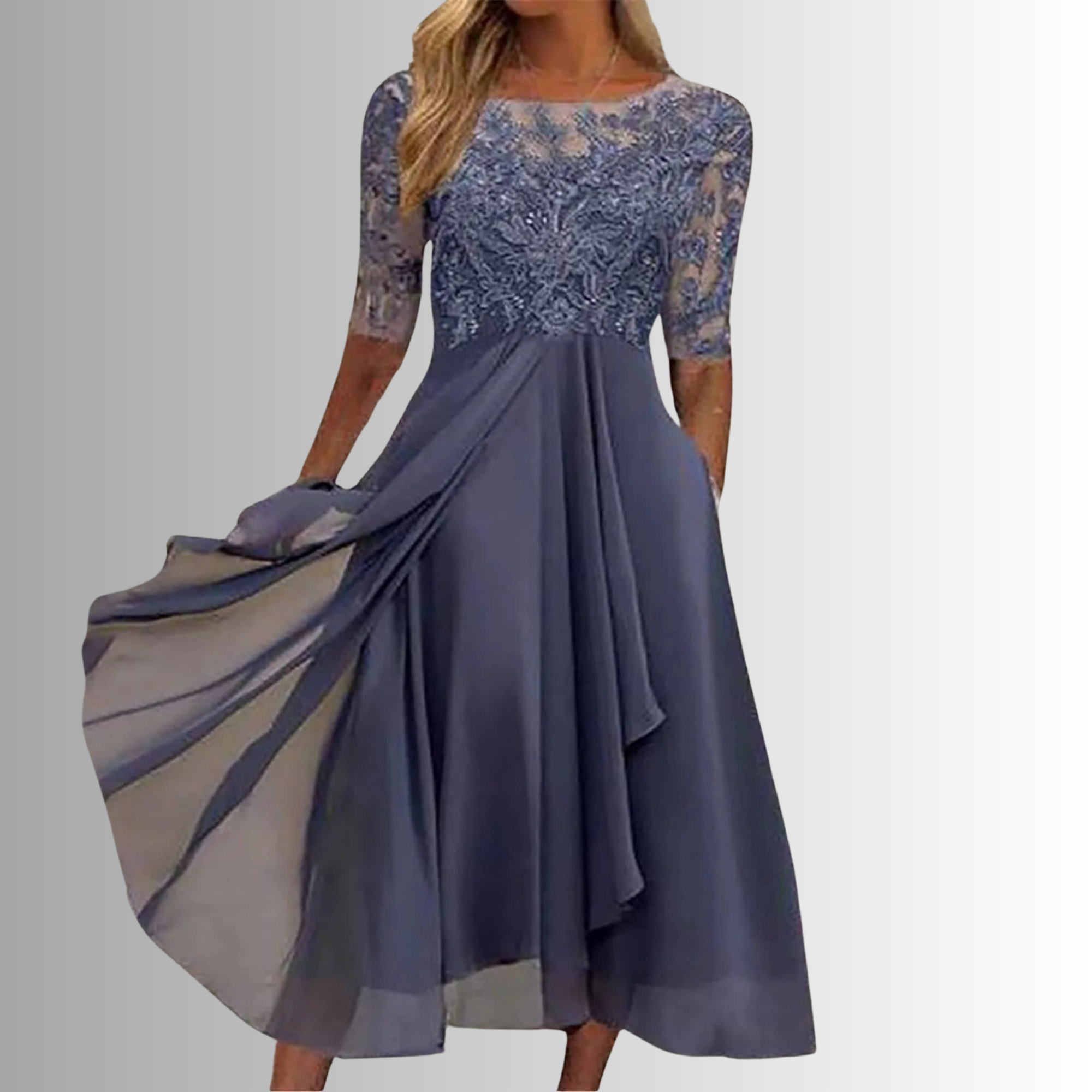 Robe Midi Dentelle Silhouette Fluide A-Line