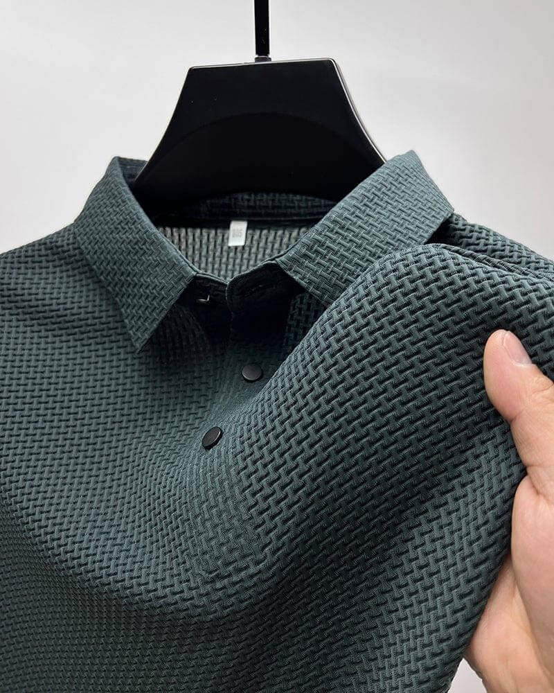 Men's Textured Elegant Short Sleeve Polo