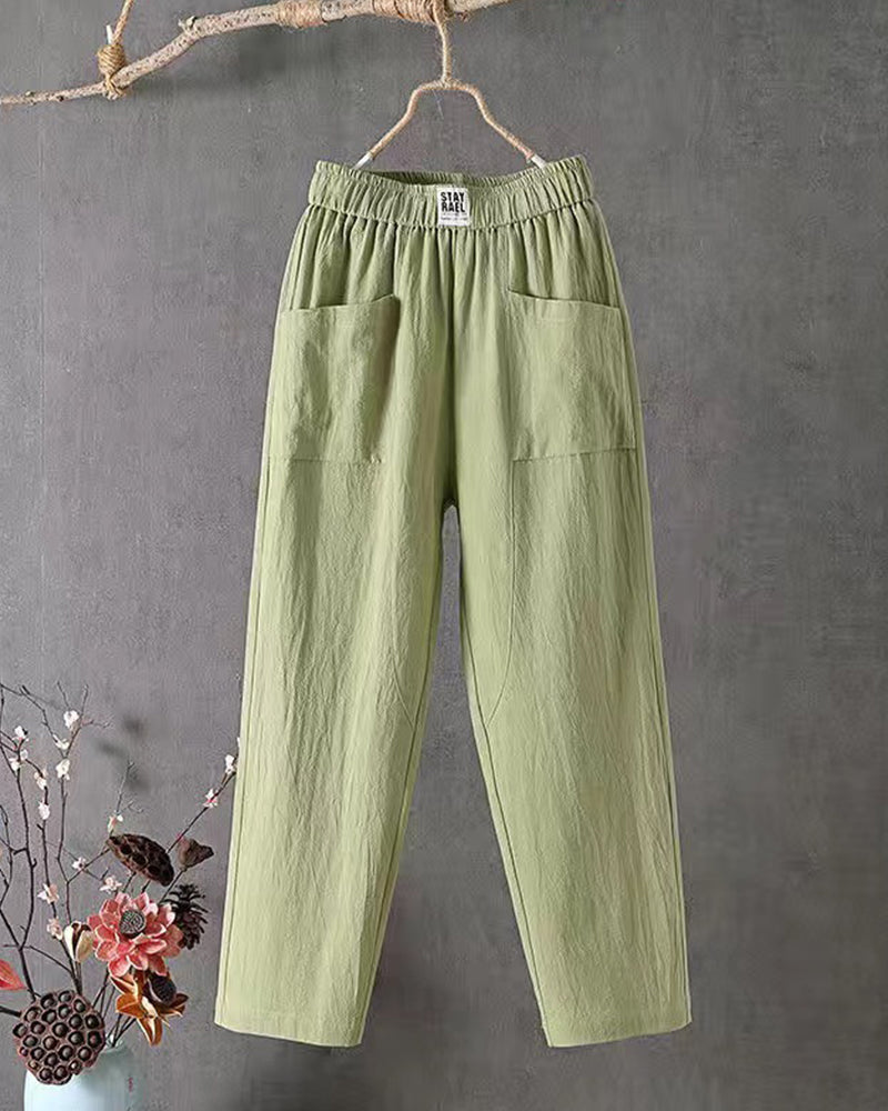 Pantalon Décontracté Taille Haute à Jambes Droites Pour Femme