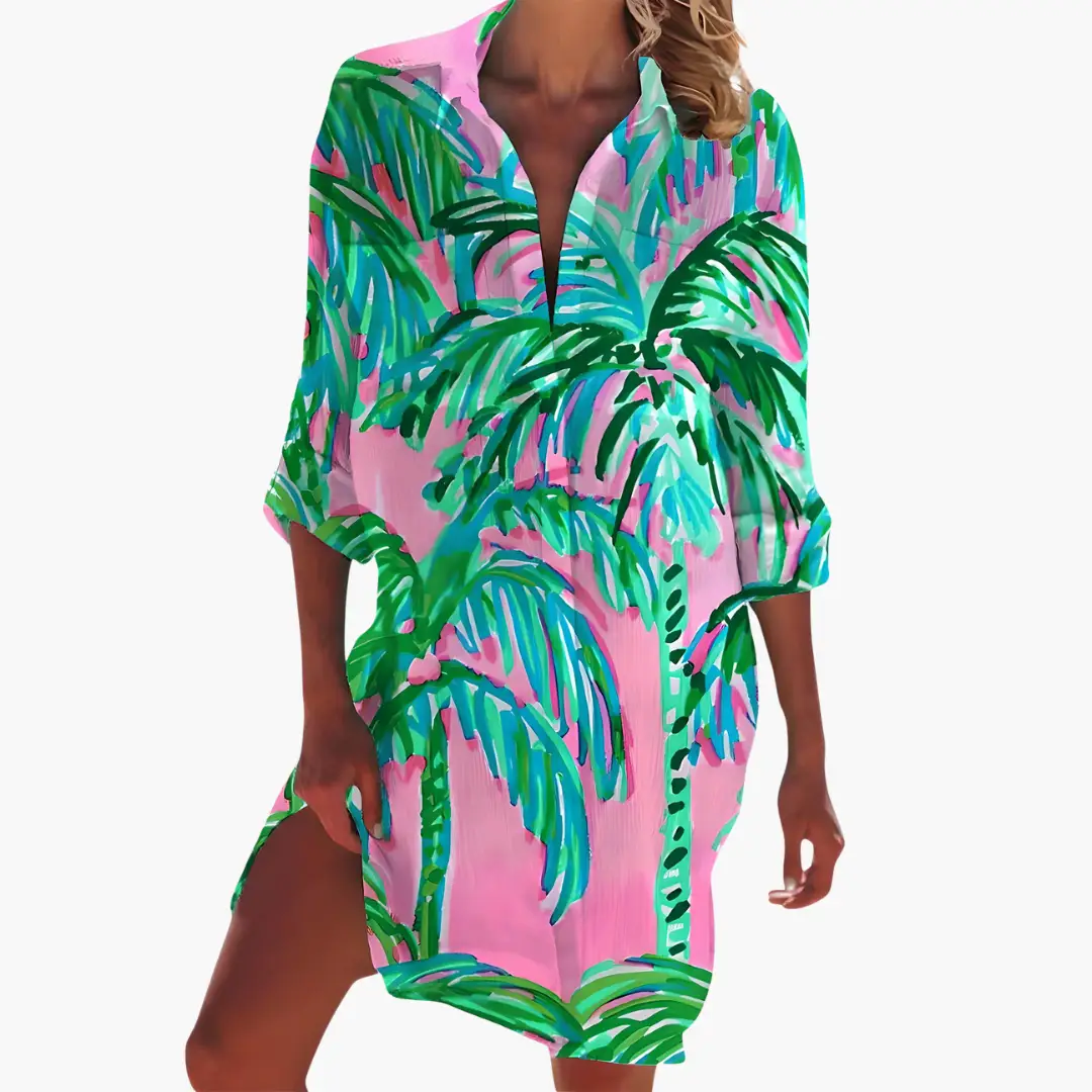 Women's Tropical Print Casual Loose Summer Dress