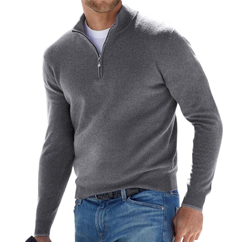 Men’s Half-Zip Sweater with Stand-Up Collar