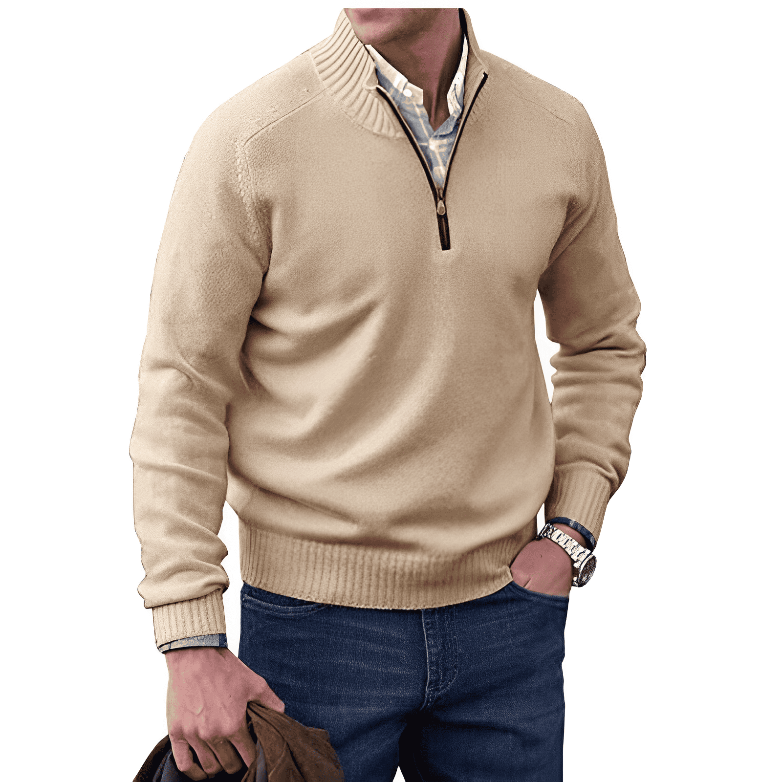 Men’s Quarter-Zip Sweater with a Classic Fit
