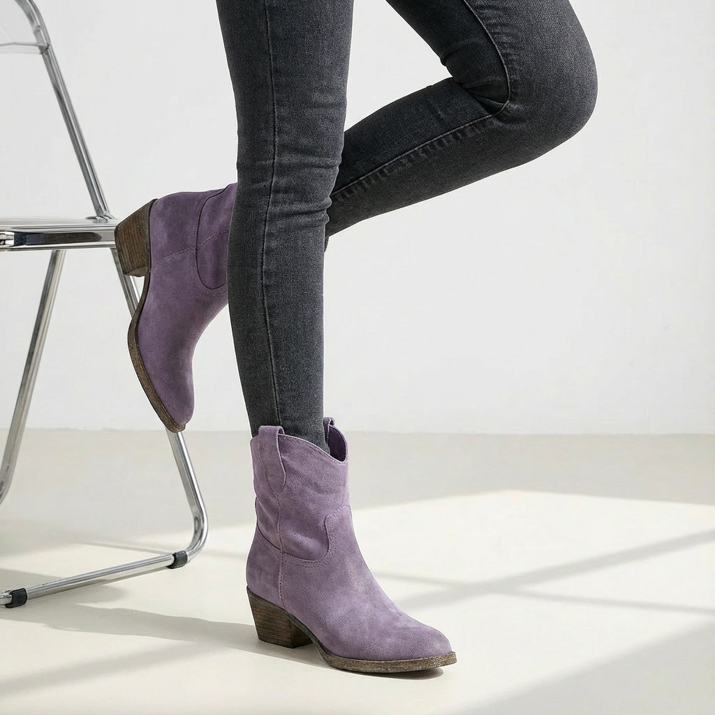 Élégantes Bottines Cowboy Femme à Talon Bloc