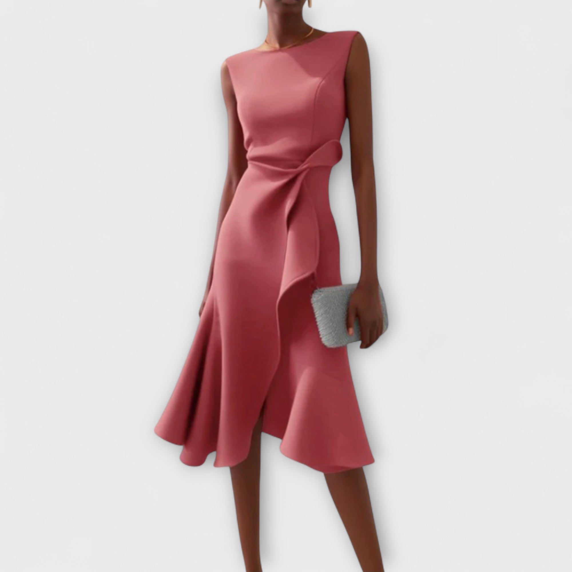 Robe Midi Portefeuille Sans Manches Asymétrique